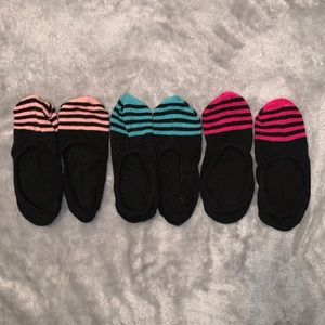 NWOT 3 pairs of striped no show socks
